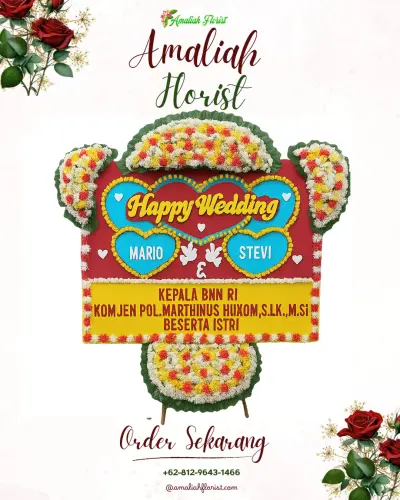 Karangan Papan Bunga Pernikahan di Wadungasri Sidoarjo